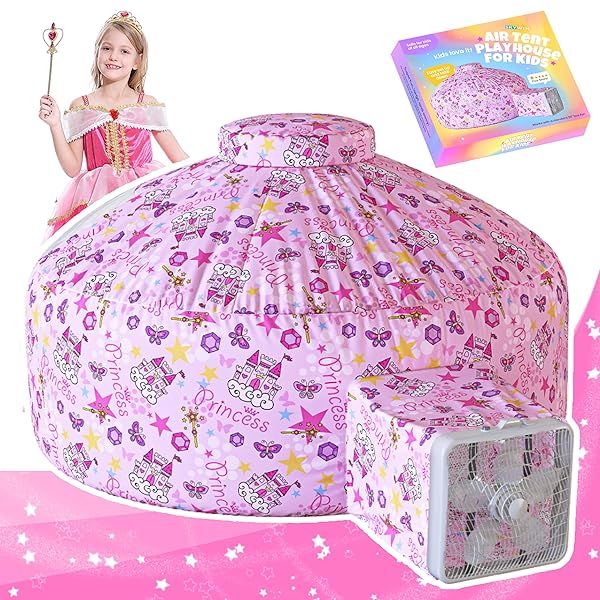 Skywin Inflatable Air Tent for Kids 77 x 50 Perfect for Imaginative Play Easy Setup Toddler Playhouse Pink Princess