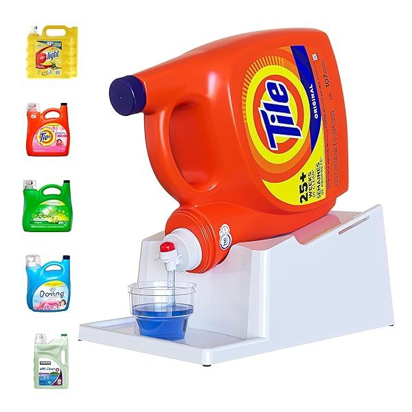 TidyFriend No-Spill Liquid Laundry Detergent Dispenser Holder, Laundry Soap Dispenser Holder with Drip Tray for Laundry Room Organization (No Strap,