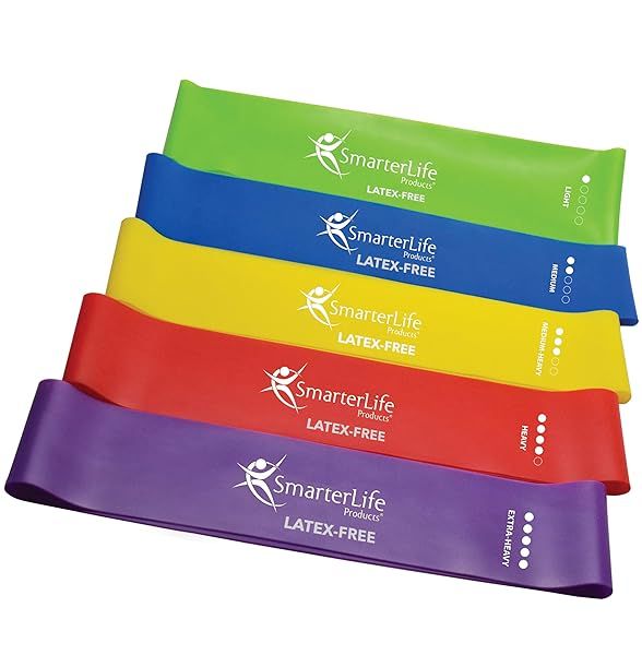 SmarterLife Resistance Bands: Non-Latex Workout Bands for Weight Loss & Home Gym - 5 Extra Wide Bands + Guide Included