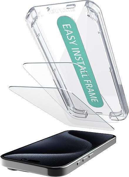 Smartish 2-Pack Tempered Glass Screen Protector for iPhone 15 Plus - Scratch Resistant & Easy Install Frame