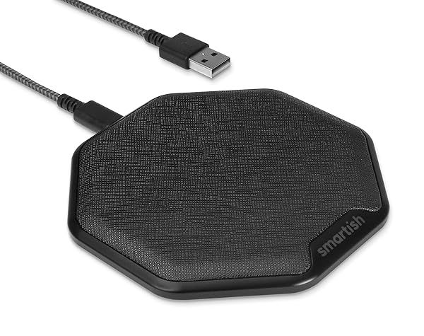 Smartish Fast Wireless Charger - Qi-Certified 15W Charging Pad for iPhone, Samsung, AirPods Pro - Non-Slip Design
