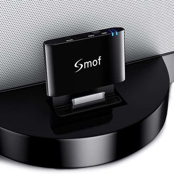 Smof Premium 30 Pin Bluetooth Adapter for Bose SoundDock & iPod/iPhone - 3.5mm AUX Output, Black