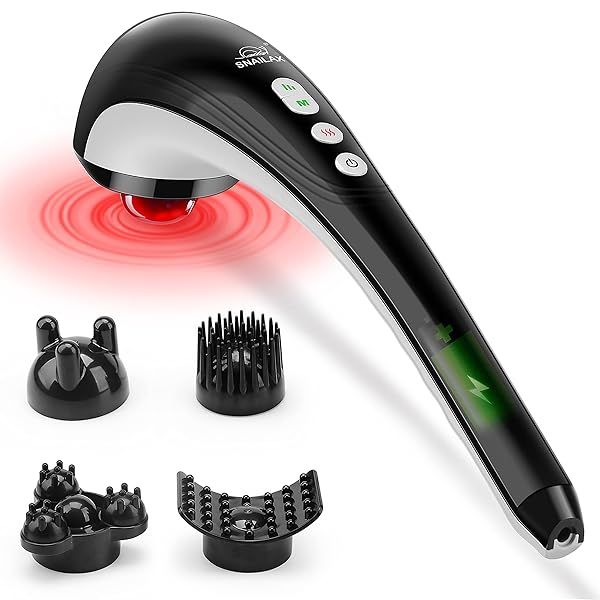 Snailax Cordless Handheld Back Massager Rechargeable Percussion Massage with Heat for Full Body Relief Neck Shoulder Waist Leg Foot