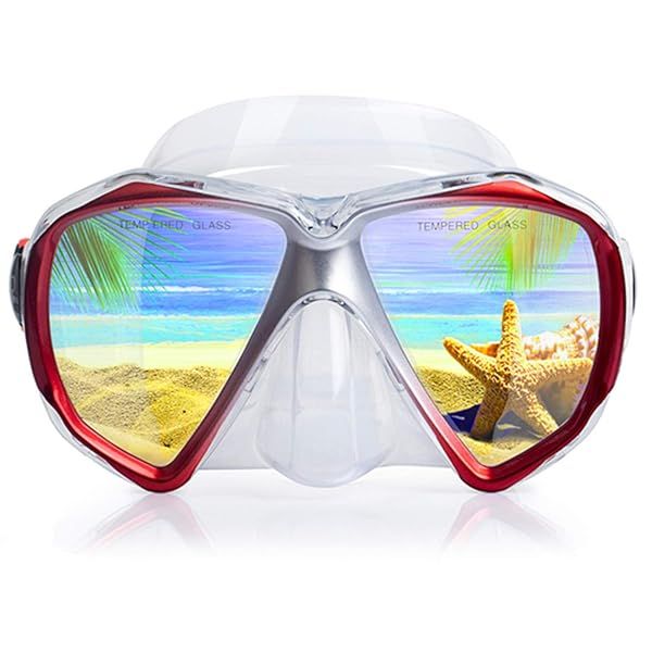 Panoramic HD Snorkel Diving Mask - Anti-Fog, Tempered Glass, Silicone Skirt for Adults & Youth with Nose Cover