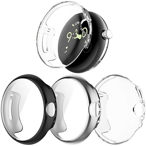 Soft TPU Plated Bumper Intended for Google Pixel Watch 2 Pixel Watch Screen Protector, Ultra-Thin for Pixel Watch2 Case Protective Full Cover