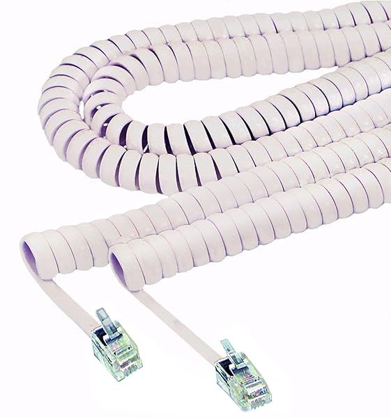 Softalk 25 ft Coiled Phone Cord - Beige Plug/Plug for Clear Communication