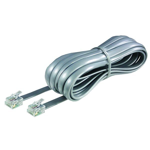Softalk 15-Foot Silver Phone Line Cord for Landline Telephones - High-Quality Accessory (Model 46615)