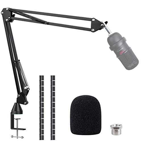 HyperX SoloCast Boom Arm Microphone Stand Desk Clamp with Cable Ties and Mic Cover by SUNMON Upgrade Your Audio Setup