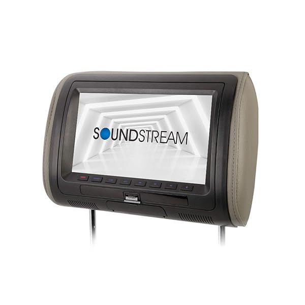 Soundstream VHD-90CC Universal Headrest with 9 Inch LCD DVD and Three Color Covers for Enhanced In-Car Entertainment
