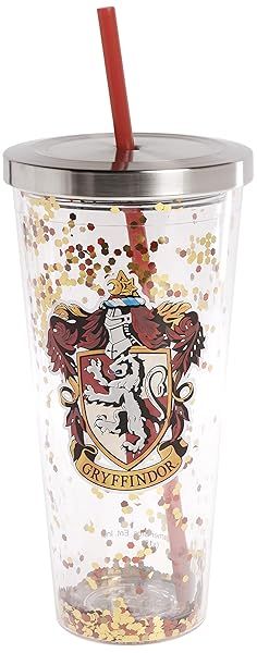 Harry Potter Gryffindor Glitter Tumbler 20 oz Acrylic Cup with Straw by Spoontiques