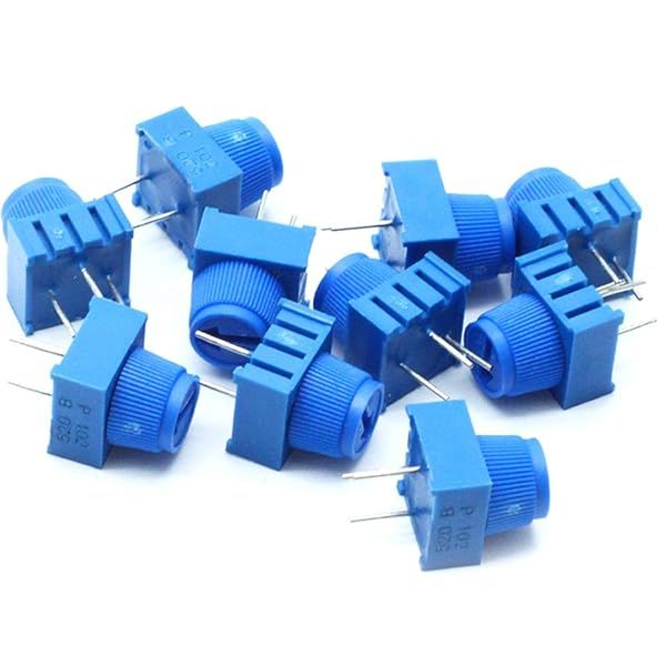 Sscon 10Pcs 1K Breadboard Trim Potentiometer with Knob 3386MP-102 Blue for Electronics Projects