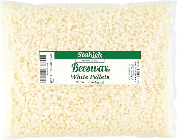 Stakich Pure White Beeswax Pellets - All Natural, Cosmetic Grade, Premium Quality (1 lb) for DIY Beauty & Crafts
