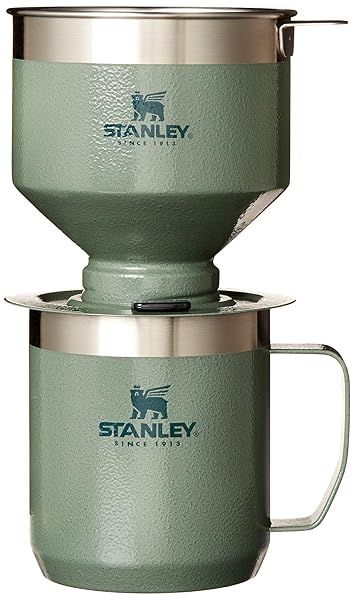 Stanley Perfect Brew Pour Over Set: BPA-Free Stainless Steel Coffee Maker & Camp Mug - Easy Clean, Hammertone Green