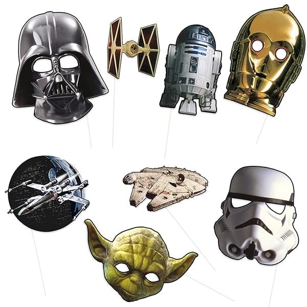 Star Wars Photo Booth Props - 8 Multicolor Cardboard Accessories for Kids' Birthday & Themed Parties