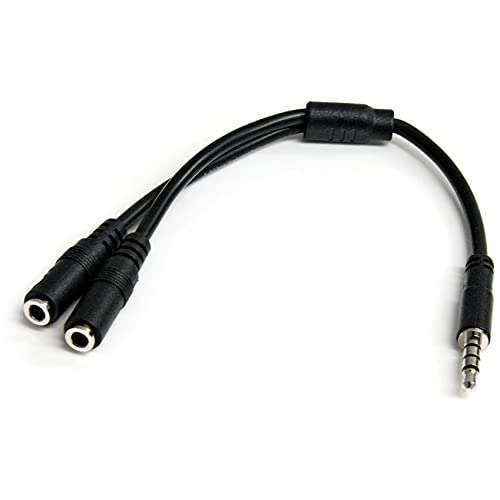 StarTech 3.5mm Headset Adapter - Microphone & Headphone Splitter Y Cable for Laptop/PC (MUYHSMFF) - Black