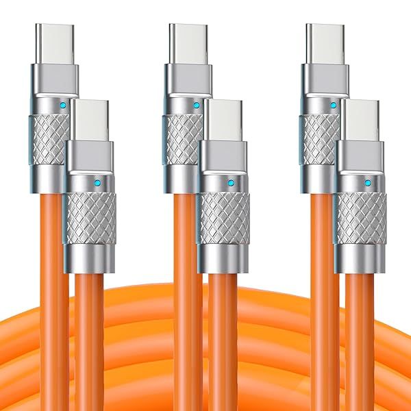 Statik TsumoCharge 3-Pack: 100W Fast Charging & Data Transfer USB-C Cables - Durable Silicone, 6FT Length, Cord Organizer Included