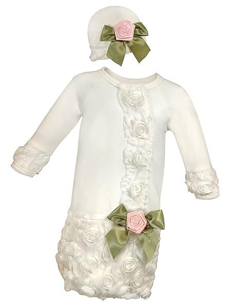 Stephan Baby Girl's Night Out Gown & Cap Set - White, 0-6 Months | Adorable Infant Outfit