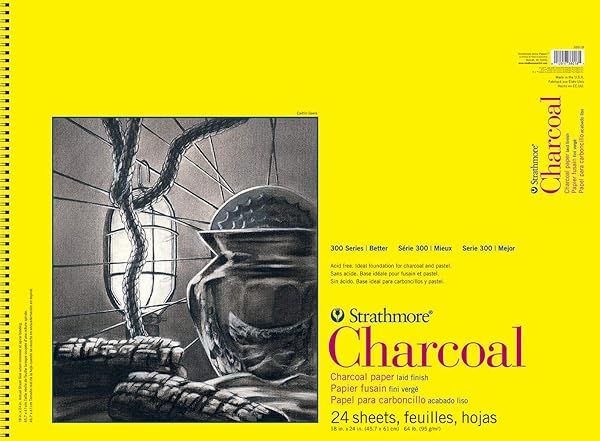 Strathmore 300 Series Charcoal Paper Pad 18x24 - 24 Sheets for Artists & Students | Top Wire Bound, Ideal for Charcoal & Pastel