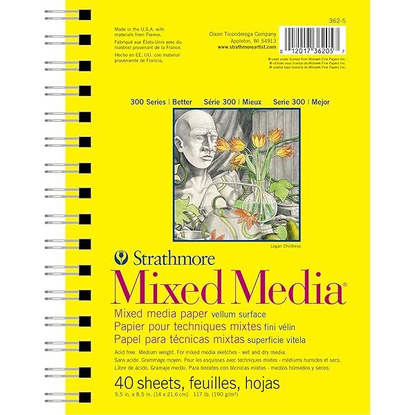 Strathmore 300 Series Mixed Media Paper Pad 5.5x8.5 - 40 Sheets for Watercolor, Ink & More | Ideal for Artists & Students