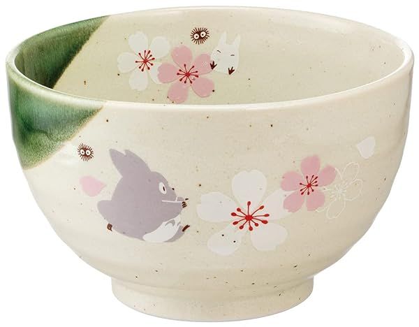Studio Ghibli My Neighbor Totoro Cherry Blossom Porcelain Rice Bowl - Traditional Japanese Skater Dish