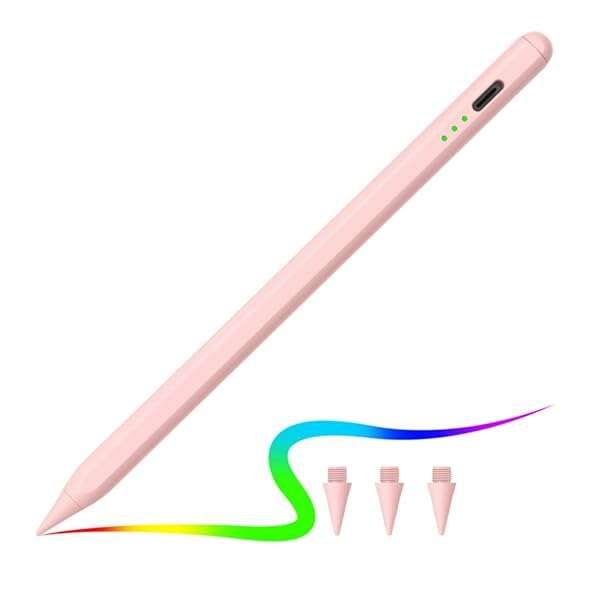 Stylus Pen for iPad: Apple Pencil 2nd Gen Compatible with iPad 9th/10th, Mini 6, Air 3/4/5, Pro 11/12.9 - Pink, Palm Rejection