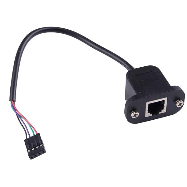 Suamdoen RJ11 6P4C Female to DP 4P Male Telephone Panel Mount Ethernet Extension Cable 15cm