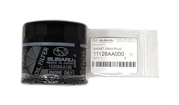 Subaru Engine Oil Filter and Crush Gasket Kit 15208AA100 11126AA000 Genuine for Legacy Outback Impreza Wrx STi Forester Baja 1 Pack