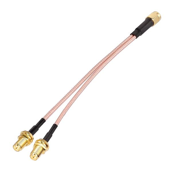 Superbat RPSMA Coax Splitter Cable 50ohm 6 inch RP-SMA Plug to Dual Bulkhead Jack for WiFi Antenna Router Security IP Camera Mini PCIE Card
