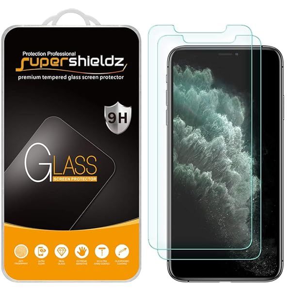 Supershieldz 2 Pack Tempered Glass Screen Protector for iPhone 11 Pro Max and XS Max Anti Scratch Bubble Free