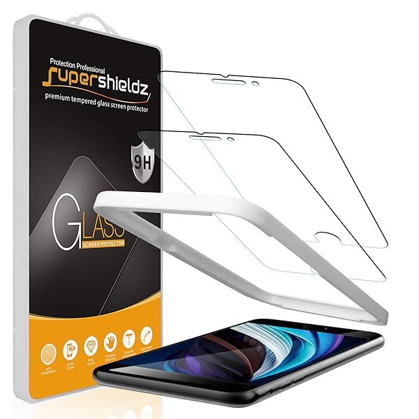 Supershieldz 2 Pack Tempered Glass Screen Protector for iPhone 8 and 7 Easy Installation Anti Scratch Bubble Free 0.32mm
