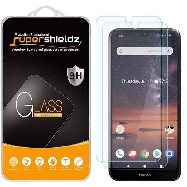 Supershieldz 2 Pack Tempered Glass Screen Protector for Nokia 3V Anti Scratch Bubble Free