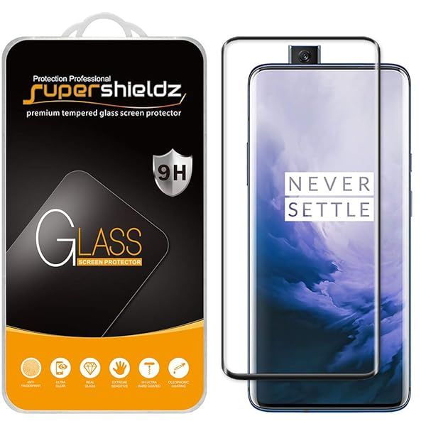 Supershieldz 2 Pack Tempered Glass Screen Protector for OnePlus 7 Pro Full Cover 3D Curved Anti Scratch Bubble Free Black