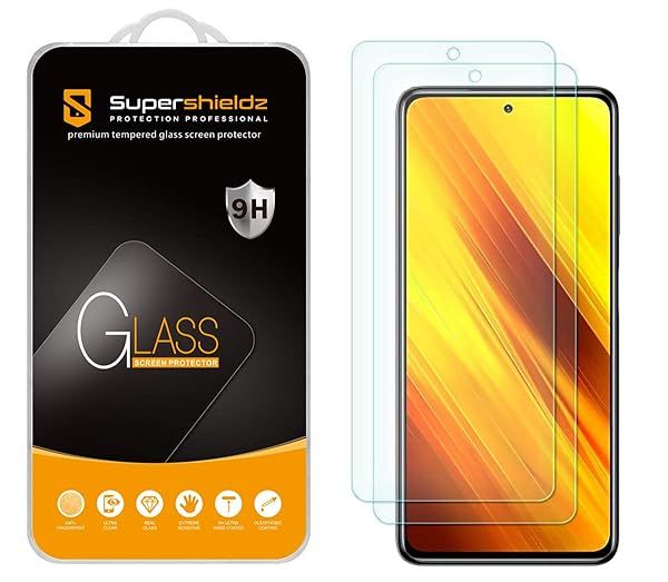 Supershieldz 2 Pack Tempered Glass Screen Protector for Xiaomi Poco X3 Poco X3 Pro Redmi Poco X3 NFC Anti Scratch Bubble Free