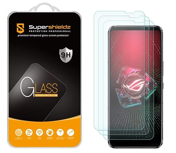 Supershieldz 3 Pack Tempered Glass Screen Protector for Asus Rog Phone 6 6 Pro 5 5s 5 Pro 5s Pro 5 Ultimate Anti Scratch Bubble Free