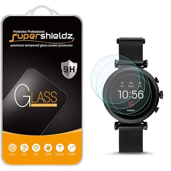 Supershieldz 3 Pack Tempered Glass Screen Protector for Fossil Sloan HR Gen 4 Smartwatch Anti Scratch Bubble Free