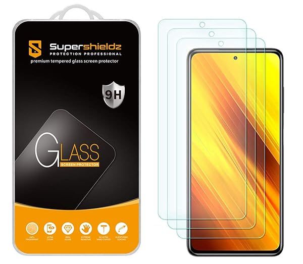 Supershieldz 3 Pack Tempered Glass Screen Protector for Xiaomi Poco X3 Poco X3 Pro Redmi Poco X3 NFC Anti Scratch Bubble Free