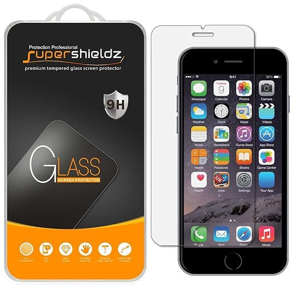 Supershieldz Tempered Glass Screen Protector for iPhone 6 - Anti-Scratch, Bubble-Free, 4.7 Inch