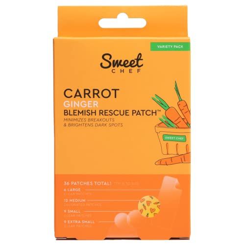 Sweet Chef Carrot Ginger Blemish Patches - Hydrocolloid Spot Treatment for Acne (36 Patches, 4 Shapes)