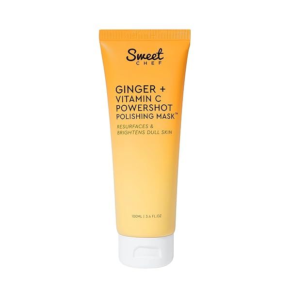Brighten Skin with Sweet Chef Ginger + Vitamin C Polishing Mask - Exfoliate Dark Spots & Uneven Tone with AHA & Maca