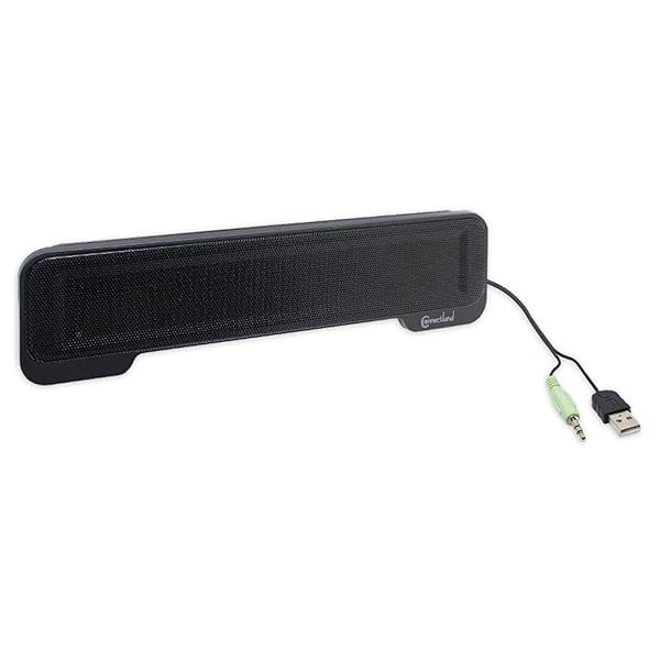 Syba USB Powered 3.5mm Audio Laptop Speaker CL-SPK20138 Clip-On Soundbar - Portable Compact Travel Stereo Speaker Bar Design Uses USB for Power 3.5mm Jack for Audio Black.