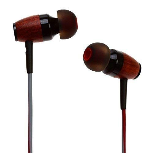 Symphonized DRM Genuine Wood In-Ear Noise Isolating Headphones with Microphone Red Gray