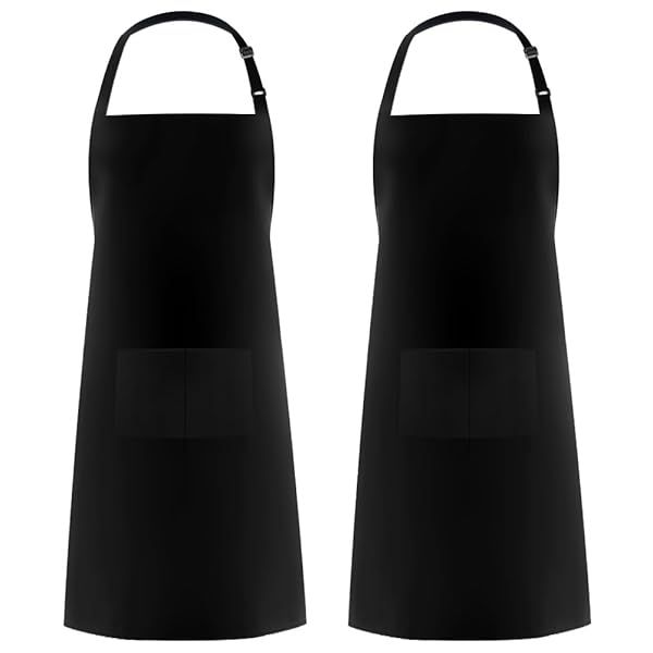 Buy Syntus 2 Pack Adjustable Bib Aprons - Waterdrop Resistant with 2 Pockets for Men & Women Chefs - Black Kitchen Aprons