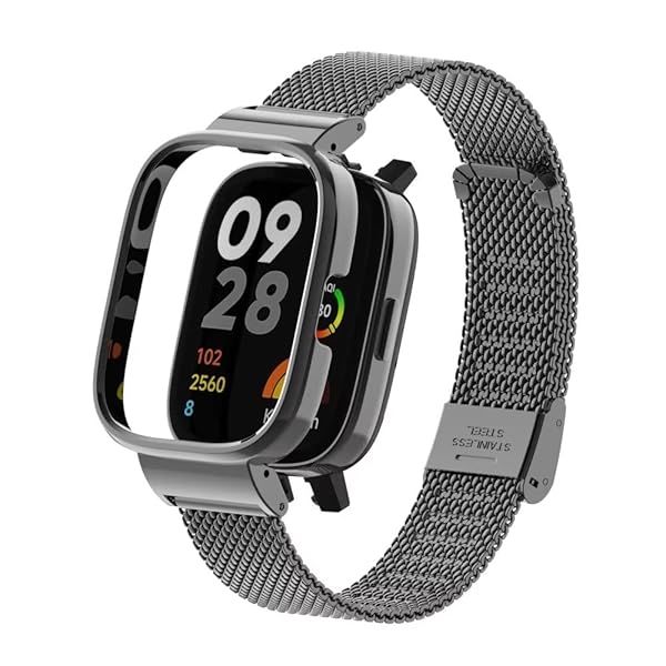 T-BLUER Compatible for Redmi Watch 3 Bands,Stainless Steel Metal Replacement Strap Bracelet Wristband Accessories for Xiaomi Redmi Watch 3 Smart