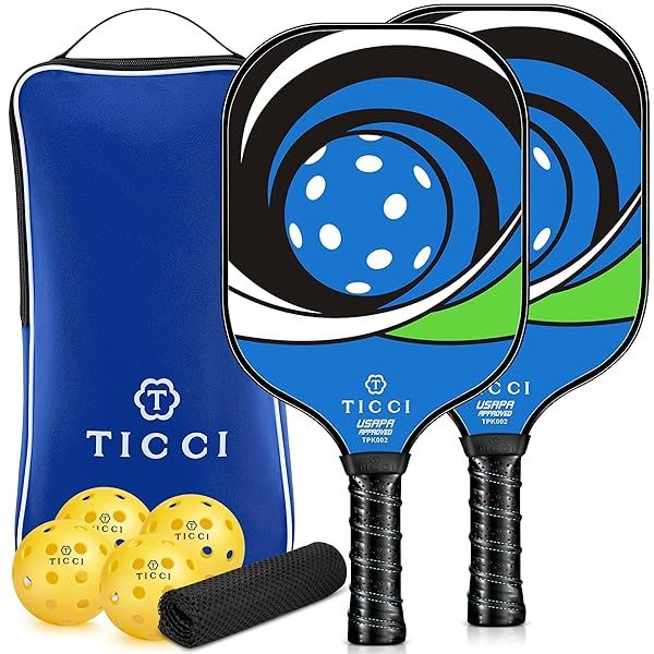 T TICCI Pickleball Paddle Set 2 Premium USAPA Approved Graphite Craft Rackets Honeycomb Core 4 Balls Ultra Cushion Grip Portable Racquet Case Bag B G Gift Kit Men Women Indoor Outdoor