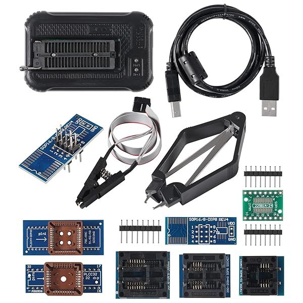 T48 TL866-3G Programmer Support 31000+ ICS for EPROM MCU SPI Nor NAND Flash EMMC IC Tester TL866CS TL866II Plus Replacement with 9 Adapter(T48