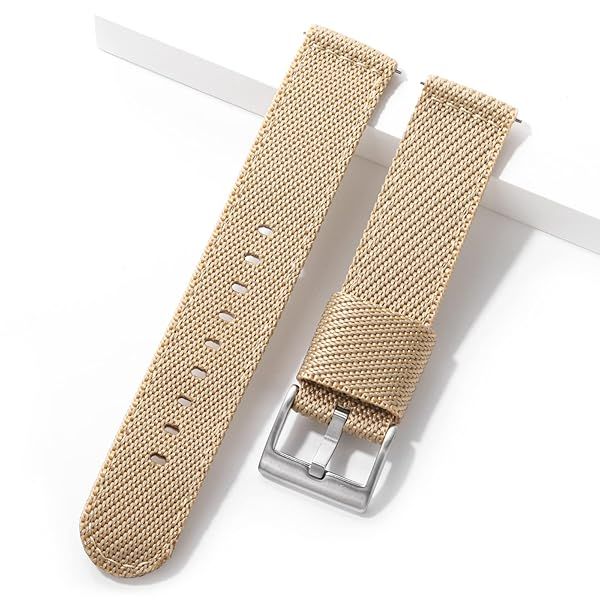 TACTICAL FROG 20mm 22mm Fast Release Nylon Watch band with Stainless Steel Buckle, Two-Piece Waterproof Nylon Watch Strap for Men and Women (Khaki,