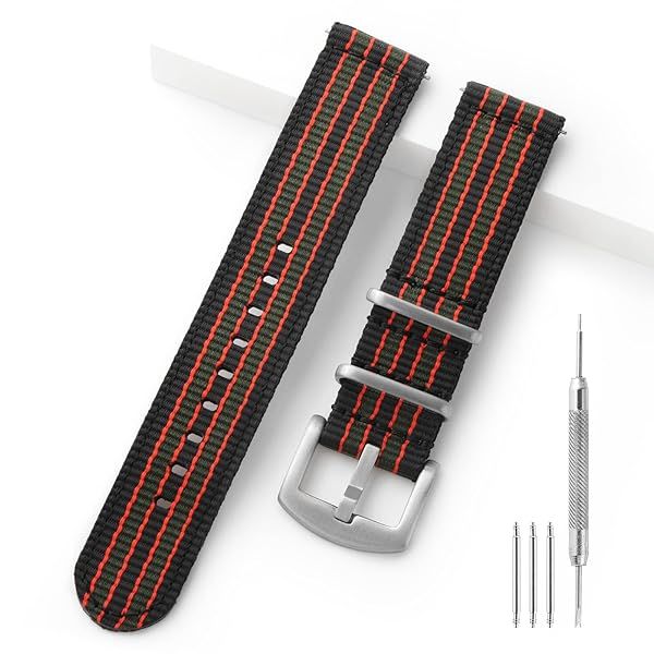 TACTICAL FROG 20mm Fast Release Nylon Watch Strap, with Stainless Steel Buckle, Two-Piece Watch Band for Men and Women