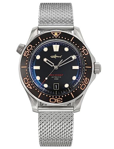 TACTICAL FROG Heimdallr Titanium Case Dive Watches for Men, NH35A Movement C3 Luminous Mens Automatic Watches, 200 Meter Water Resistant, Mesh Band,