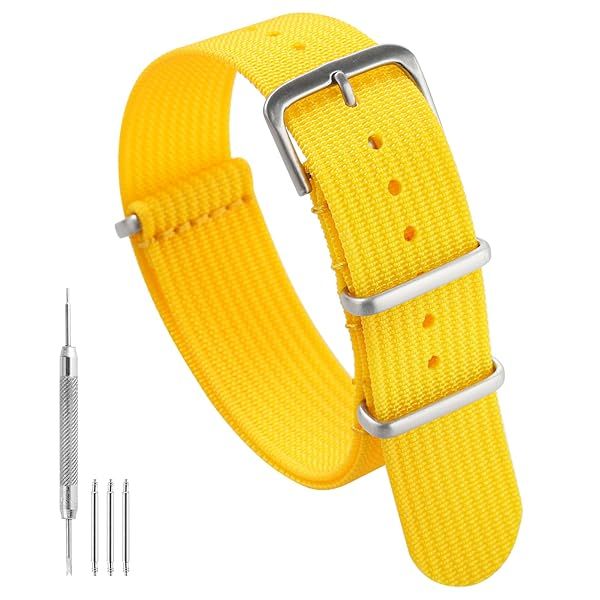 TACTICAL FROG Nylon Watch Band 18mm 19 mm 20mm 22 mm 24 mm, Waterproof Military Watch Straps Replacement for Men Women, With Stainless Steel Buckle