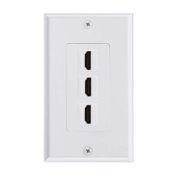 TENINYU 3-Port HDMI Wall Plate: 4K 60Hz HDR Outlet for Projectors & Home Theaters